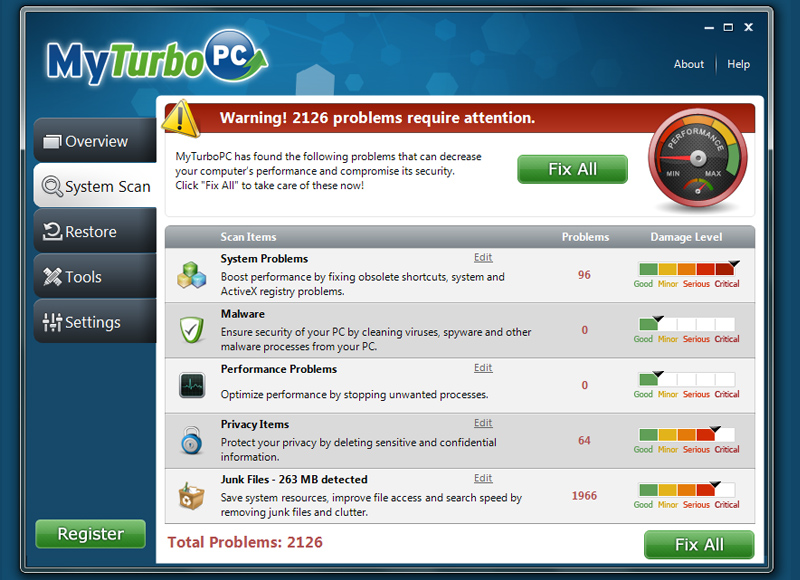 View system scan results.