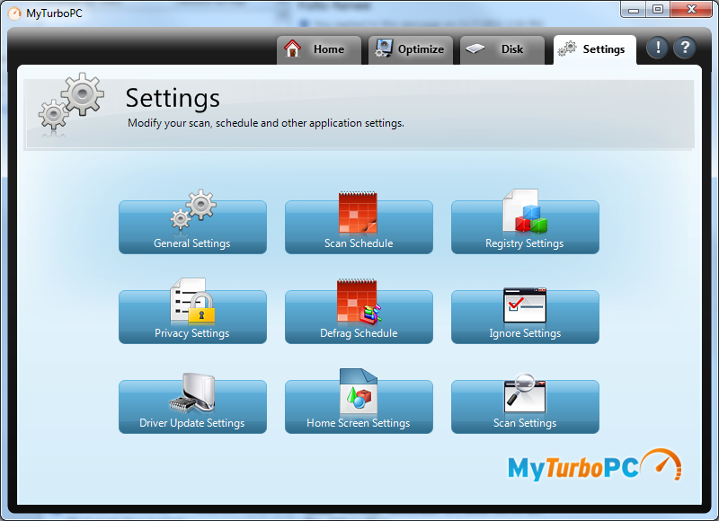 MyTurboPC includes many other features, from privacy setup to scheduled disk defragmentation.