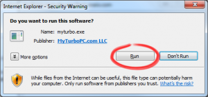 Click "Run" to start the installation when you see the security warning dialog box.